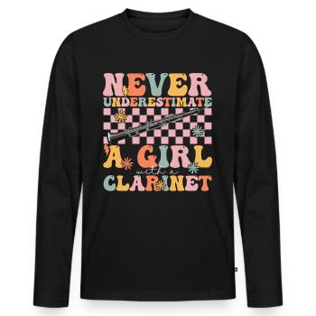 Groovy Clarinet Girl Clarinette Joueur de clarinette - T-shirt manches longues Premium bio Homme - noir - Devant - Nico (187cm)