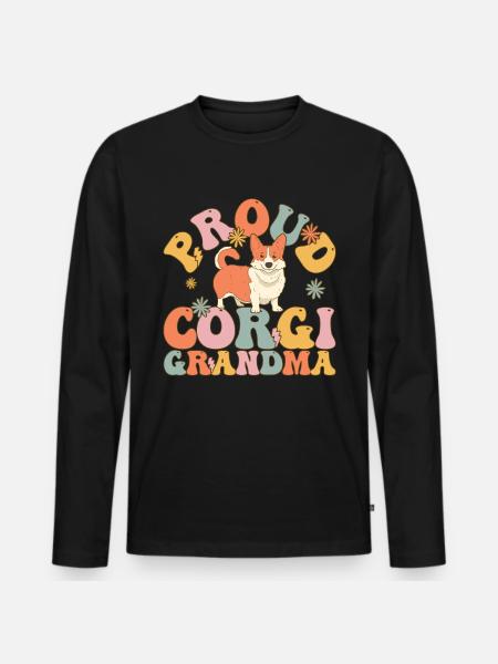 Groovy Dog - Men's Premium Organic Long Sleeve Shirt - black