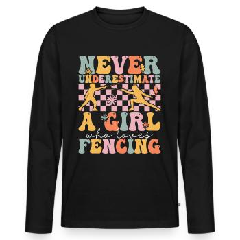 Fille de sabre coulissant - T-shirt manches longues Premium bio Homme - noir - Devant - Nico (187cm)