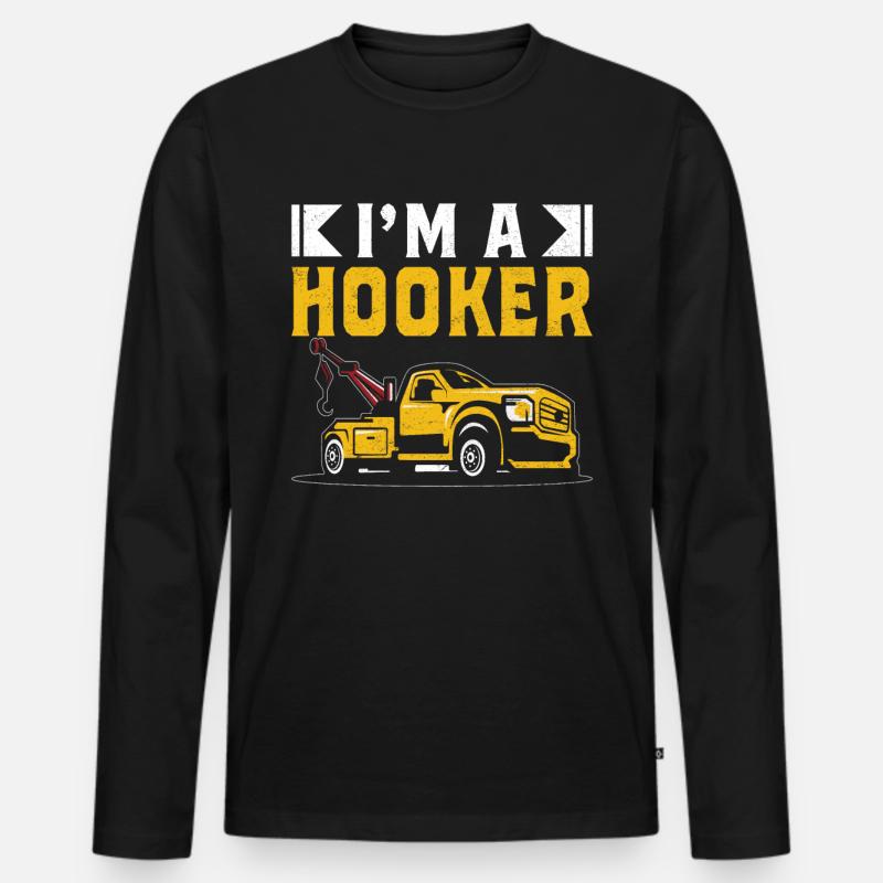Lustiger Abschleppwagenfahrer Abschleppwagenfahrer - Männer Premium Bio Langarmshirt - Schwarz
