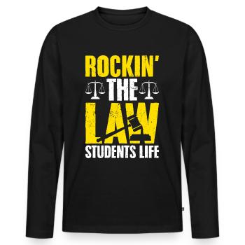 Etudes de droit Futur avocat - T-shirt manches longues Premium bio Homme - noir - Devant - Nico (187cm)