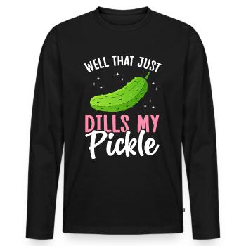 Funny Cucumber Southern Slang - Men's Premium Organic Long Sleeve Shirt - black - Front - Nico (187cm)