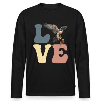 Fauconnerie Fauconnier Hawking - T-shirt manches longues Premium bio Homme - noir - Devant - Nico (187cm)