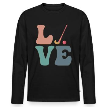 Feldhockey Streethockeyspieler - Männer Premium Bio Langarmshirt - Schwarz - Vorne - Nico (187cm)