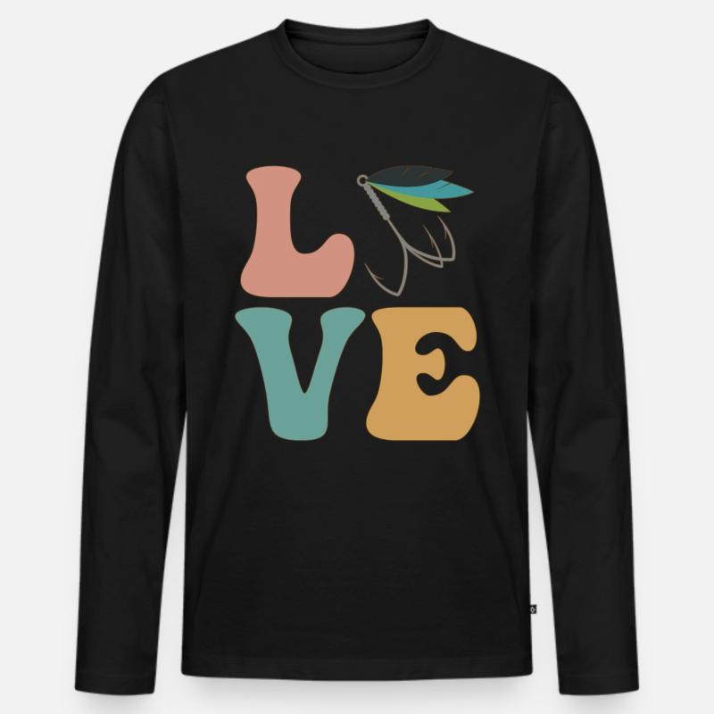 Fliegenfischer - Männer Premium Bio Langarmshirt - Schwarz