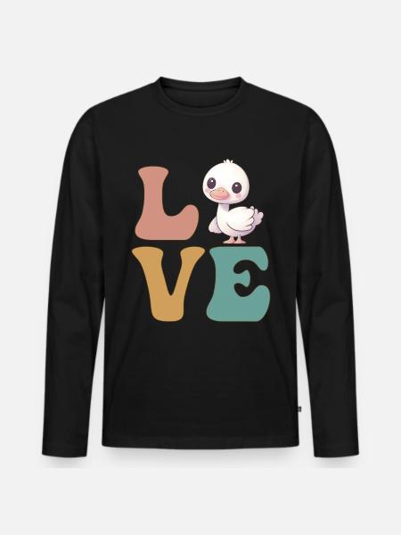 Cute Goose Duck Geese - Men's Premium Organic Long Sleeve Shirt - black