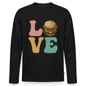 Hamburger Cheeseburger - Men's Premium Organic Long Sleeve Shirt - black - Front - Nico (187cm)
