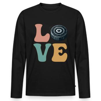 Hockey Player Puck - Men's Premium Organic Long Sleeve Shirt - black - Front - Nico (187cm)
