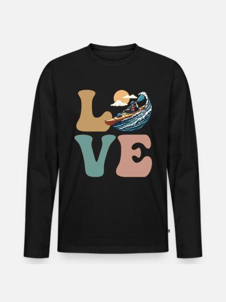 Kajak Kajakfahrer - Männer Premium Bio Langarmshirt - Schwarz