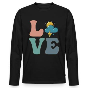 Météorologie Météorologue Météorologue - T-shirt manches longues Premium bio Homme - noir - Devant - Nico (187cm)