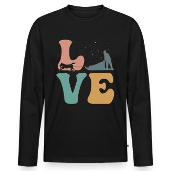 Mushing Sled Dog Sled Dog Handler - Men's Premium Organic Long Sleeve Shirt - black - Front - Nico (187cm)