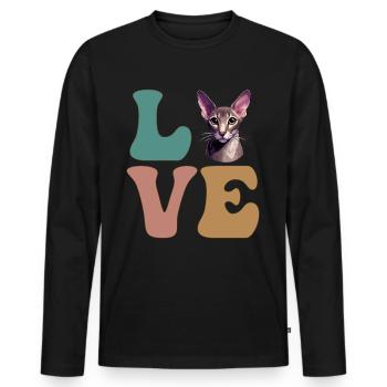 Oriental Shorthair Cat - Men's Premium Organic Long Sleeve Shirt - black - Front - Nico (187cm)
