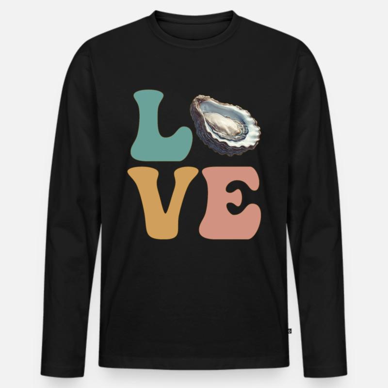 Austernschalen Meeresfrüchte - Männer Premium Bio Langarmshirt - Schwarz