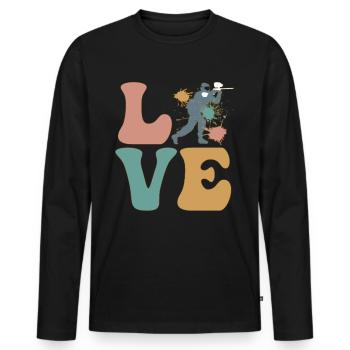 Paintball Player Team - Men's Premium Organic Long Sleeve Shirt - black - Front - Nico (187cm)