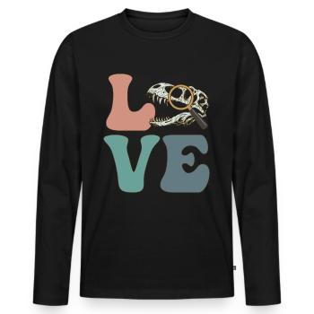 Paleontologist Paleontology Fossil Dinosaur - Men's Premium Organic Long Sleeve Shirt - black - Front - Nico (187cm)