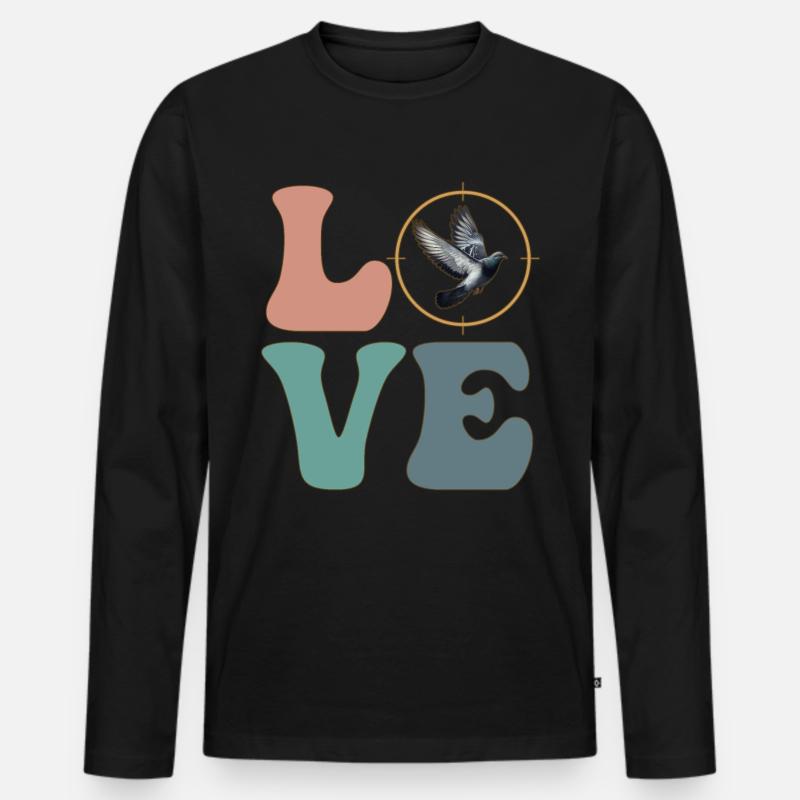 Taubenjäger Taubenjagd - Männer Premium Bio Langarmshirt - Schwarz
