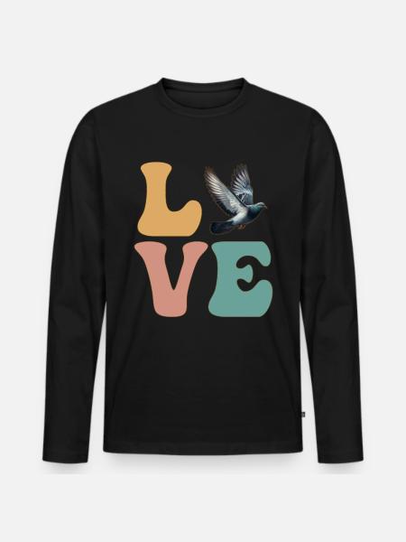Pigeon Bird - Men's Premium Organic Long Sleeve Shirt - black