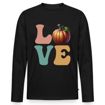 Pumpkin Jack O Lantern Thanksgiving Halloween - Men's Premium Organic Long Sleeve Shirt - black - Front - Nico (187cm)
