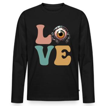 Weirdcore Robot Cyborg Cyber Eyeball Creepy - Men's Premium Organic Long Sleeve Shirt - black - Front - Nico (187cm)