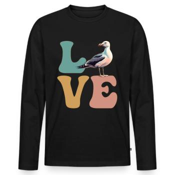 Seagull Seagull Seabird - Men's Premium Organic Long Sleeve Shirt - black - Front - Nico (187cm)