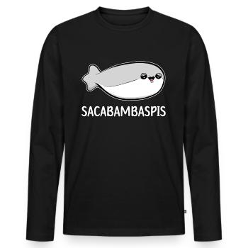 Sacabambaspis Fish Meme - Men's Premium Organic Long Sleeve Shirt - black - Front - Nico (187cm)