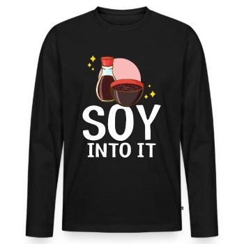 Japanese soy sauce - Men's Premium Organic Long Sleeve Shirt - black - Front - Nico (187cm)
