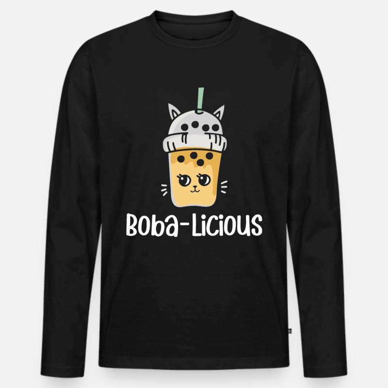 Bubble Tea Milktea - Männer Premium Bio Langarmshirt - Schwarz