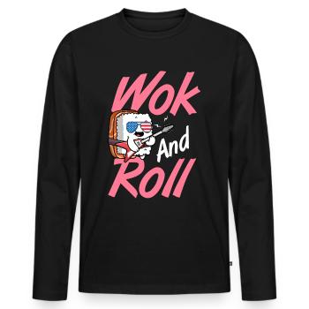 Stir Fry Noodles Chinese Cooking - Men's Premium Organic Long Sleeve Shirt - black - Front - Nico (187cm)