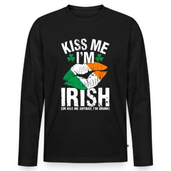 Fête de la Saint-Patrick amusante - T-shirt manches longues Premium bio Homme - noir - Devant - Nico (187cm)
