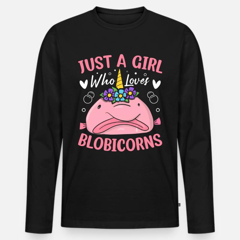 Lustiger Blobfisch Meerestier - Männer Premium Bio Langarmshirt - Schwarz