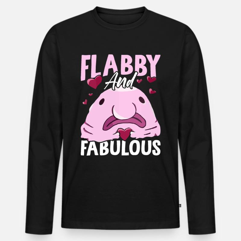 Lustiger Blobfisch Meerestier - Männer Premium Bio Langarmshirt - Schwarz