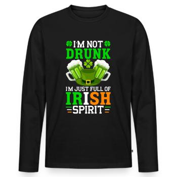 Fête de la Saint-Patrick amusante - T-shirt manches longues Premium bio Homme - noir - Devant - Nico (187cm)