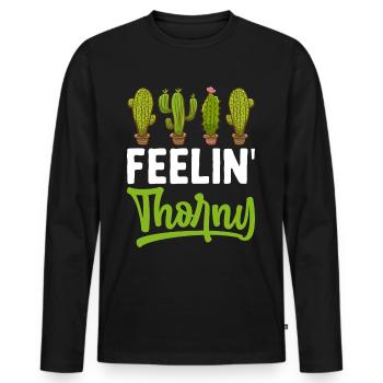 Funny Succulent Cactus - Men's Premium Organic Long Sleeve Shirt - black - Front - Nico (187cm)