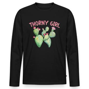 Funny Cactus Succulents Gardening - Men's Premium Organic Long Sleeve Shirt - black - Front - Nico (187cm)