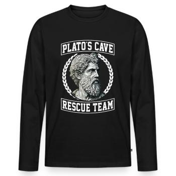 Funny Philosophy Theory Greek - Men's Premium Organic Long Sleeve Shirt - black - Front - Nico (187cm)