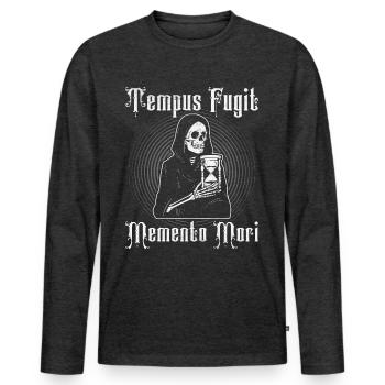 Philosophie Theorie Lateinische Phrase - Männer Premium Bio Langarmshirt - Anthrazit meliert - Vorne - Nico (187cm)