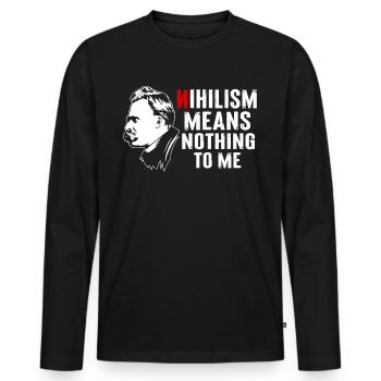 Philosophy Theory Friedrich Nietzsche - Men's Premium Organic Long Sleeve Shirt - black - Front - Nico (187cm)