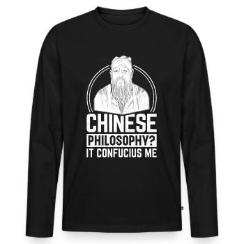 Theory Chinese Philosophers - Men's Premium Organic Long Sleeve Shirt - black - Front - Nico (187cm)