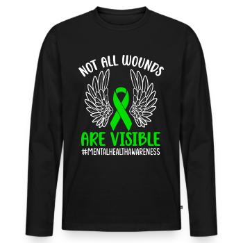 Mental health - Men's Premium Organic Long Sleeve Shirt - black - Front - Nico (187cm)