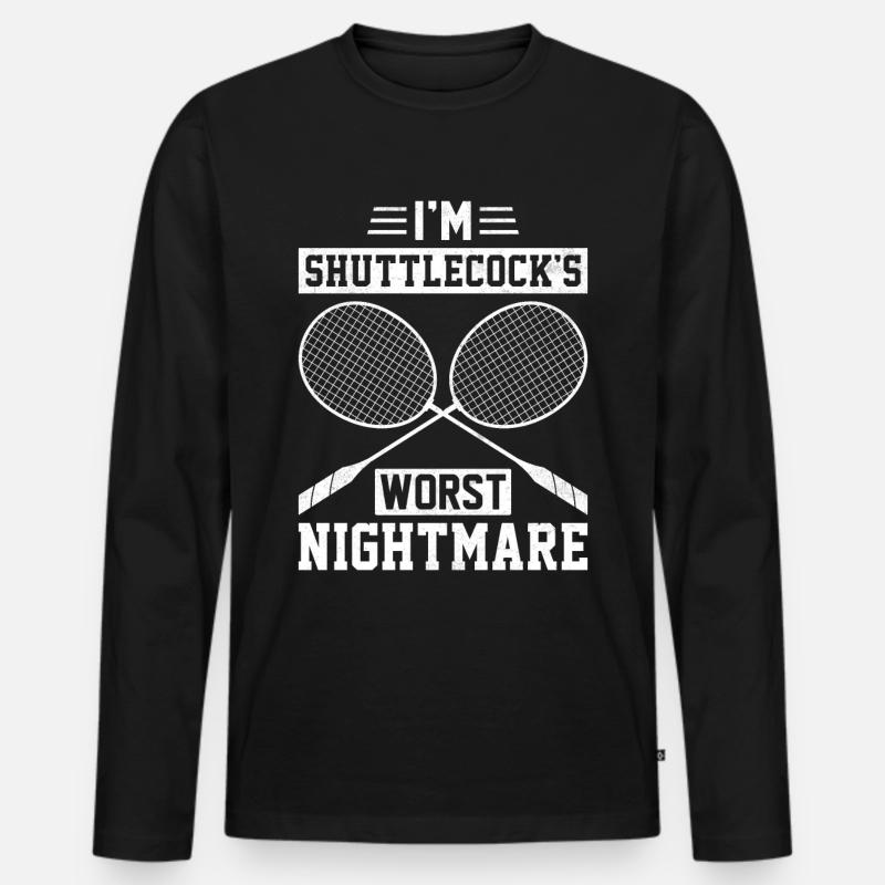 Lustiger Badmintonspieler - Männer Premium Bio Langarmshirt - Schwarz