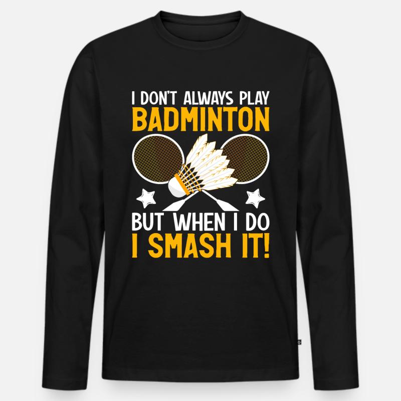 Lustiger Badmintonspieler - Männer Premium Bio Langarmshirt - Schwarz