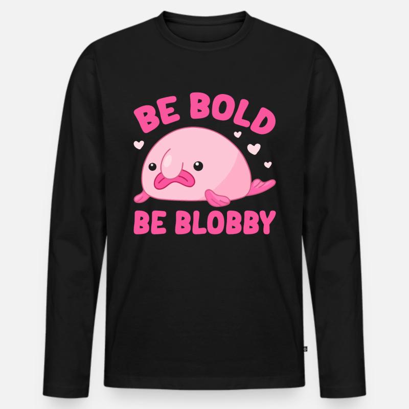 Lustiger Blobfisch Meerestier - Männer Premium Bio Langarmshirt - Schwarz