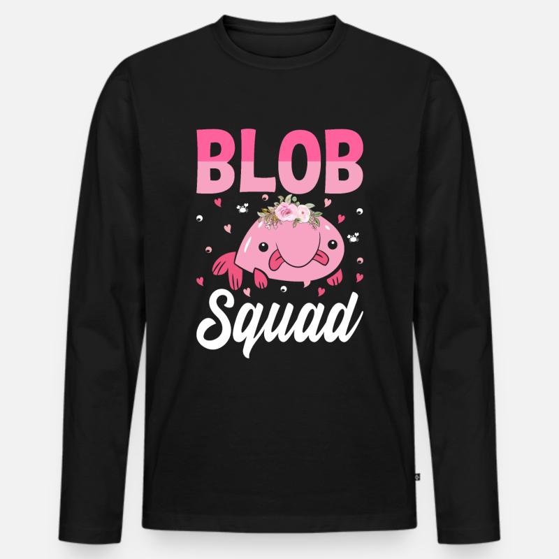 Lustiger Blobfisch Meerestier - Männer Premium Bio Langarmshirt - Schwarz
