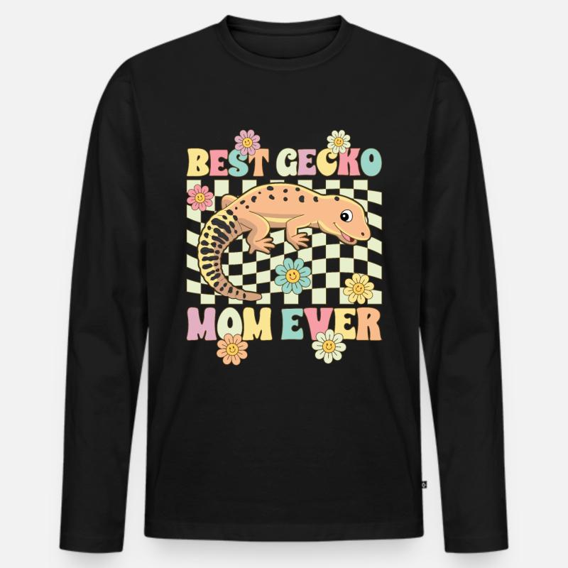 Leopardgecko Mama Eidechse Reptil - Männer Premium Bio Langarmshirt - Schwarz