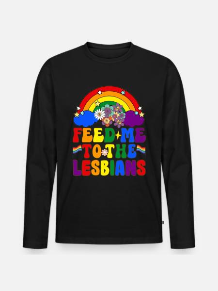 Groovy Lesbian Pride LGBTQ - Männer Premium Bio Langarmshirt - Schwarz