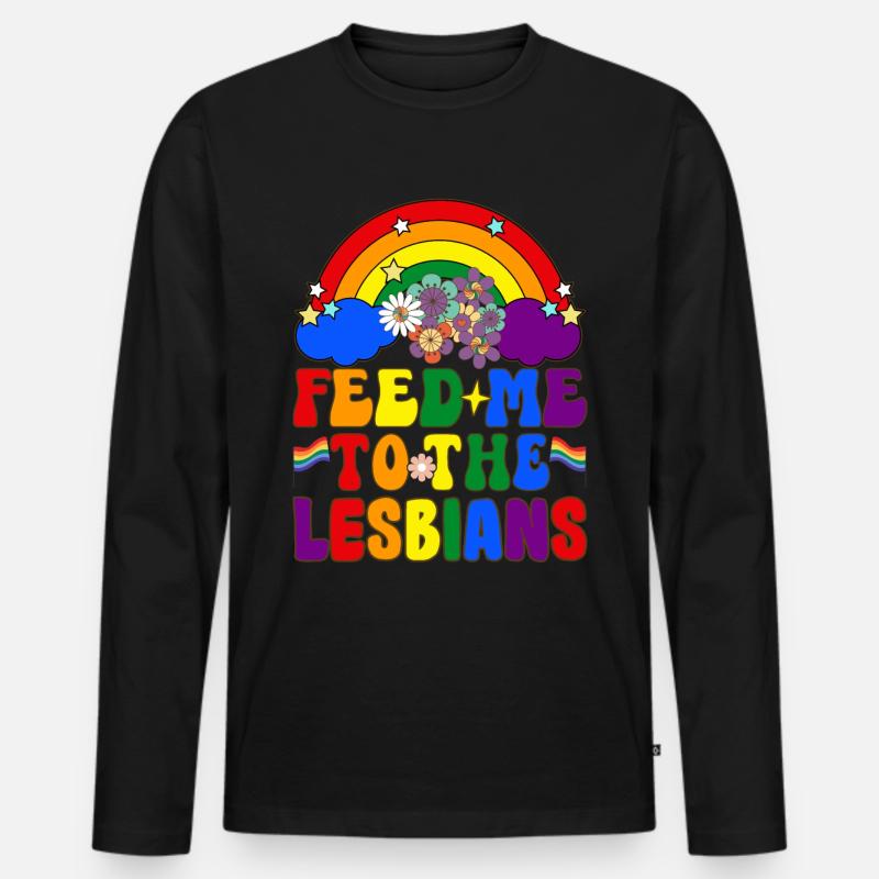 Groovy Lesbian Pride LGBTQ - Männer Premium Bio Langarmshirt - Schwarz
