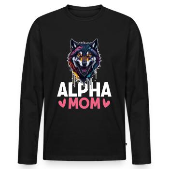 Weiblicher Alpha-Wolf - Männer Premium Bio Langarmshirt - Schwarz - Vorne - Nico (187cm)