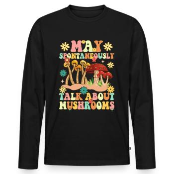 Groovy Pilzjagd - Männer Premium Bio Langarmshirt - Schwarz - Vorne - Nico (187cm)