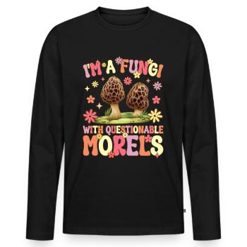 Groovy Pilzjagd - Männer Premium Bio Langarmshirt - Schwarz - Vorne - Nico (187cm)