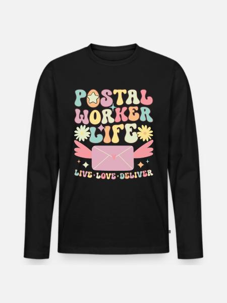 Postal clerk delivery man - Men's Premium Organic Long Sleeve Shirt - black